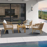 PURPLE LEAF Liviah 4-Piece Patio Conversation Set with Wicker Chairs and Cushions Sofa for Garden