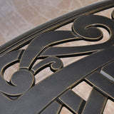 PURPLE LEAF Cast Aluminum Patio Dining Armchairs and Round Table | Rhombus and Square Lattice Designs