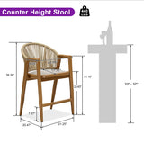 PURPLE LEAF Outdoor Bar Stools Set of 2 – Counter Stools Bar Stools with Aluminum Frame & Backrest for Patio, Kitchen Island & Bistro Stools