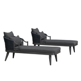PURPLE LEAF Outdoor Lounge Chair, Patio Chaise Lounge with Cushioned Seat & Supportive Armrests, Ergonomic Aluminum Pool Lounge Chairs for Backyard Deck Poolside, Teak