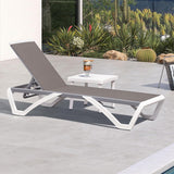 PURPLE LEAF Patio Chaise Lounge Chair Outdoor Plastic Textilene Sun Bathing Recliner Tanning Pool Lounger with 6 Adjustable Position for Outside Beach in-Pool Lawn Poolside