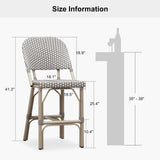 PURPLE LEAF Outdoor Bar Height Stools Set of 2 French Country Patio Rattan Bar Stool Chairs Outdoor Armless Barstools for Porch Garden Indoor Kitchen