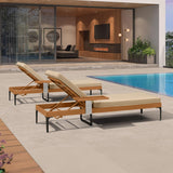 PURPLE LEAF Outdoor Chaise Lounge Patio Lounge Chair Recliner with Side Table and Cushion for Poolside Balcony Backyard