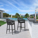PURPLE LEAF Outdoor Bar Stools Rattan Bar Stools Counter Stools with Back and Cushions for Patio, Garden, Kitchen