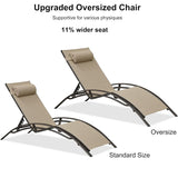 PURPLE LEAF Outdoor Chaise Lounge Chair Patio Pool Lounger Bronze Aluminum Chairs with Side Table Adjustable Tanning Recliner for Outside Backyard Yard Deck Balcony Beach