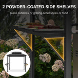 PURPLE LEAF Hardtop Grill Gazebo for Patio Grey Permanent Metal Roof Outside Sun Shade Outdoor BBQ Canopy with String Lights