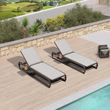 PURPLE LEAF Patio Chaise Lounge with Cushion Aluminum Tanning Chair Lounge Adjustable Reclining Set