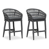 PURPLE LEAF Outdoor Bar Stools Counter Stools Rattan Bar Stools Chair with Backrest for Indoor or Outdoor, Kitchen lsland