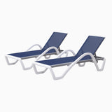 PURPLE LEAF Patio Chaise Lounge Chair Outdoor Plastic Textilene Sun Bathing Recliner Tanning Pool Lounger with 6 Adjustable Position for Outside Beach in-Pool Lawn Poolside