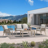 PURPLE LEAF Rivra 4-Piece Patio Conversation Set with Wicker Chairs and Thick Sofa Cushions for Garden