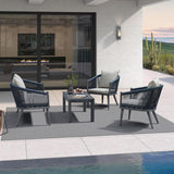 PURPLE LEAF Liviah 4-Piece Patio Conversation Set with Wicker Chairs and Cushions Sofa for Garden