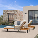PURPLE LEAF Outdoor Chaise Lounge Patio Lounge Chair Recliner with Side Table and Cushion for Poolside Balcony Backyard