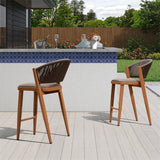 PURPLE LEAF Bar Stool Rattan Bar Stools Counter Stools with Back Metal Bar Height Stool Outdoor Bar Chair for Garden Kitchen