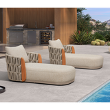 PURPLE LEAF Hailar Olefin Patio Chaise Lounge Chair , Upholstered Pool Lounge Chairs for Outdoor with Teak Armres for Deck, Pool, Lawn, Garden, Courtyard, Porch