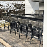 PURPLE LEAF Bar Stool Rattan Bar Stools Counter Stools with Back Metal Bar Height Stool Outdoor Bar Chair for Garden Kitchen