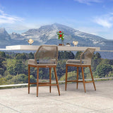 PURPLE LEAF Patio Sunbrella Bar Stools Set of 2 Rattan Bar Aluminum Bar Stool Outdoor Barstools with Back and Cushion for Garden Kitchen Island
