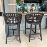 PURPLE LEAF Outdoor Bar Stools Counter Stools Rattan Bar Stools Chair with Backrest for Indoor or Outdoor, Kitchen lsland