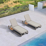 PURPLE LEAF Patio Chaise Lounge with Cushion Aluminum Tanning Chair Lounge Adjustable Reclining Set
