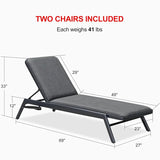 PURPLE LEAF Patio Chaise Lounge with Cushion Aluminum Tanning Chair Lounge Adjustable Reclining Set