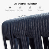 PURPLE LEAF Outdoor Bar Stools Set of 2 for Overweight Wicker Rattan Patio Barstools Woven Modern Bar Chairs with Backrest and Cushions for Garden Outside