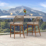 PURPLE LEAF Patio Sunbrella Bar Stools Set of 2 Rattan Bar Aluminum Bar Stool Outdoor Barstools with Back and Cushion for Garden Kitchen Island