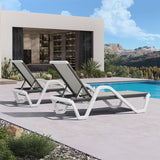 PURPLE LEAF Patio Chaise Lounge Plastic Pool Outdoor Lounge Chair with Aluminum Frame Stackable Patio Tanning Chairs for Poolside Sunbathing Beach Deck Yard