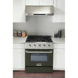 Kucht 30" Gas Range in Stainless Steel with Olive Green Oven Door, KNG301-OG