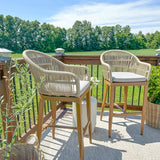 PURPLE LEAF Outdoor Bar Stools Rattan Bar Stools Counter Stools with Back and Cushions for Patio, Garden, Kitchen