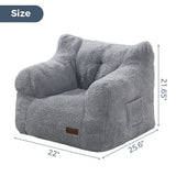MAXYOYO Kids Sherpa Bean Bag Chair, Teddy Lazy Sofa for Girls and Boys, Grey
