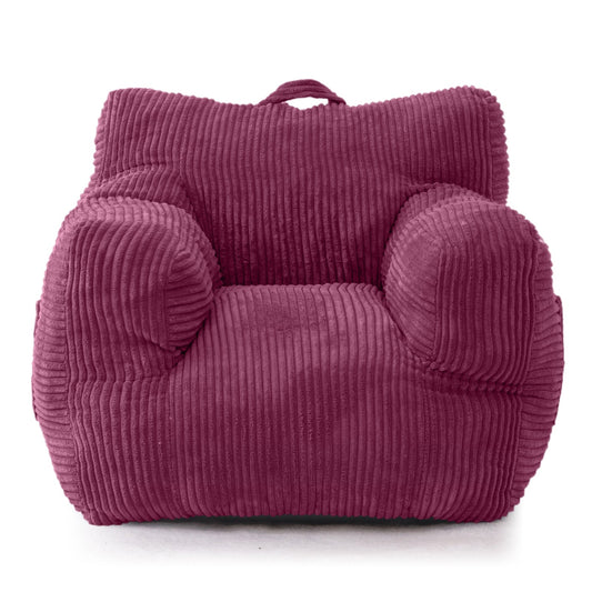 MAXYOYO Kids Bean Bag Chair, Corduroy Bean Bag Couch with Armrests for Children's Room (Rose Pink)