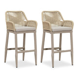 PURPLE LEAF Modern Bar Stools Aluminum Bar Stool with Cushion for Indoor and Outdoor, Kitchen Island