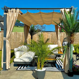 PURPLE LEAF Outdoor Retractable Pergola with Sun Shade Canopy Patio Aluminum Pergola With Curtains