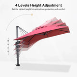 PURPLE LEAF Pool Umbrella Outdoor Cantilever Umbrella with In-ground Base