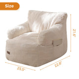 MAXYOYO Kids Bean Bag Chair, Stuffed Toddler Bean Bag Sofa with Filler Bean Bag Chair for Boys and Girls, Beige