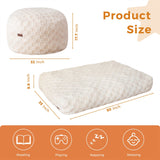 MAXYOYO Kids Bean Bag Bed - Bean Bag Chair to Bed with Jacquard Shaggy Plush Removable Cover, Plaid Beige