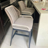 PURPLE LEAF Outdoor Bar Stools Wicker Rattan Bar Stools with Back Aluminum Outside Garden Patio Bar Chairs