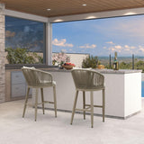 PURPLE LEAF Outdoor Bar Stools Patio Modern Aluminum Rattan High Back & Arms Bar Chairs with Removable Cushions and Pillows for Outdoor or Indoor