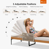 PURPLE LEAF Outdoor Chaise Lounge Patio Lounge Chair Recliner with Side Table and Cushion for Poolside Balcony Backyard