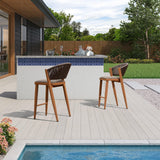 PURPLE LEAF Outdoor Bar Stool Set of 6, Wicker Chairs Bar Chairs with Cushion, All-Weather Patio Furniture kitchen stools