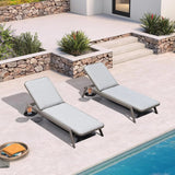 PURPLE LEAF Patio Chaise Lounge with Cushion Aluminum Tanning Chair Lounge Adjustable Reclining Set