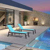 PURPLE LEAF Patio Chaise Lounge Textilene Pool with Wheels Sunbathing Chair for Outdoor, Beach, Yard, Side Table Included