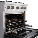 ZLINE 30" Select Dual Fuel Range Gas Cooktop Electric Convection Oven Stainless Steel Black Matte Door HDR-BLM-30
