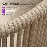 PURPLE LEAF Hailar U-Shaped Patio Conversation Set with Genuine Teak Cushions and Pillows Olefin Rope Backres Outdoor Couch Sets for Porch Garden