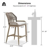 PURPLE LEAF Patio Sunbrella Bar Stools Set of 2 Rattan Bar Aluminum Bar Stool Outdoor Barstools with Back and Cushion for Garden Kitchen Island