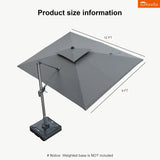 PURPLE LEAF SUNBRELLA Cantilever Umbrella Grey Aluminum Patio Umbrella