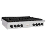 ZLINE 48" Paramount Gas Rangetop DuraSnow® Stainless Steel Matte Black SRTSZ-48-MB