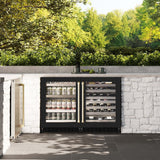 ZLINE 24" Touchstone 151 Can Beverage Fridge Black Matte Glass Door Champagne Bronze Handle RBSOZ-BLM-24-CB