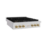ZLINE 36" Paramount Gas Rangetop DuraSnow® Stainless Steel Polished Gold SRTSZ-36-G