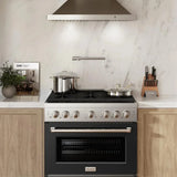 ZLINE 36" Gas Range, Convection Gas Oven, Stainless Steel,Matte Black SGR-BLM-36