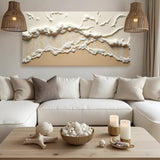 Beige Abstract Ocean Waves Wall Art
